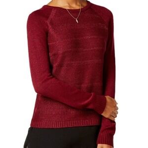 BCX‎ Sweater Size S Bordeaux Knit Top Metallic Burgundy Hi Low Layered Hem Shirt